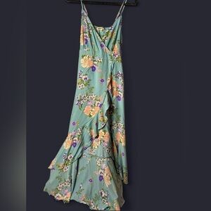 Inspired Hearts Green-Blueish Floral Maxi Dress. Size L